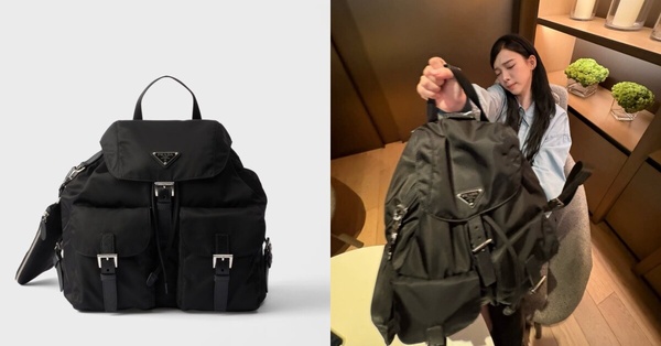 精品後背包推薦5：Prada Re-Nylon 中型背囊連化妝袋（Karina同款）