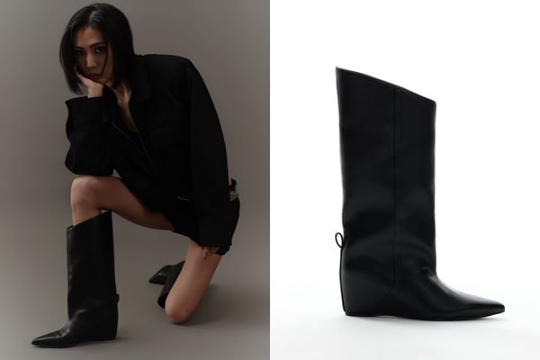 褲管靴推薦1：Studio Doe Doe：Molly 皮革尖頭寬筒長靴，NT$3,980