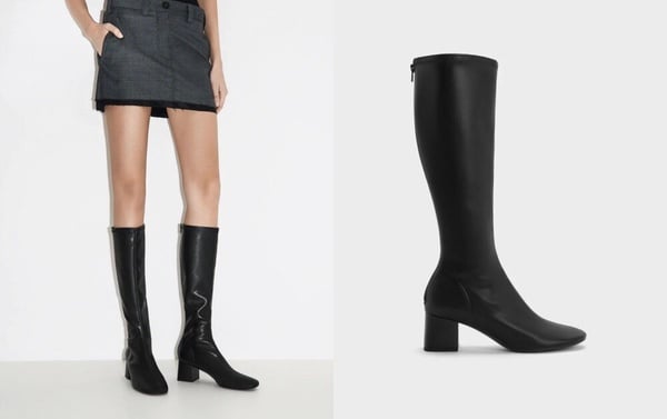 貼腿靴推薦3：CHARLES &amp;amp;amp;amp;amp;amp;amp;amp; KEITH 素面拉鍊及膝靴，NT$3,190