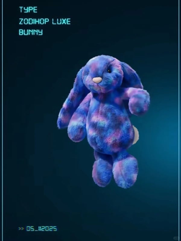染上藍紫色星空色彩的Jellycat限定新品Zodihop Luxe Bunny兔子玩偶