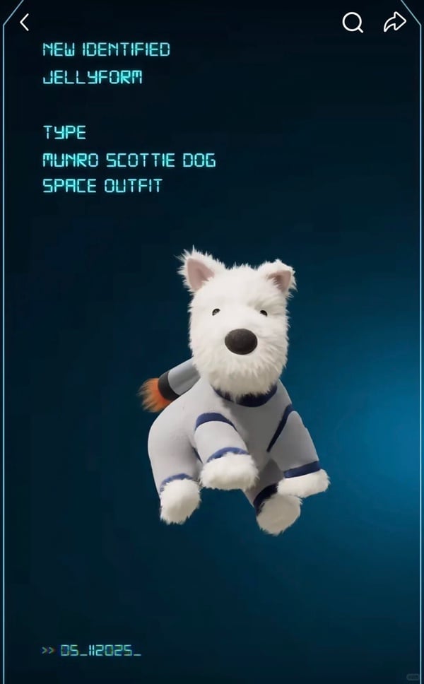 Jellycat門羅蘇格蘭梗犬穿上銀色太空服的限定新品玩偶