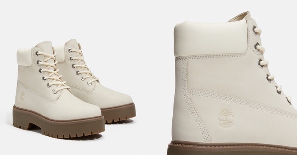 2025最新雨靴/雨鞋推薦：Timberland 象牙白Stone Street 6吋厚底防水靴