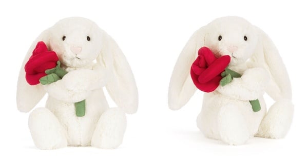 Jellycat 2026 年西洋情人節新品：懷抱玫瑰邦尼兔 Cream Bunny with Rose 