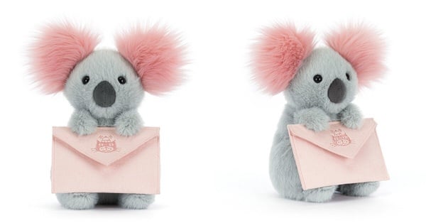 Jellycat 2026 年西洋情人節新品：拿告白信的無尾熊 Koala with Message