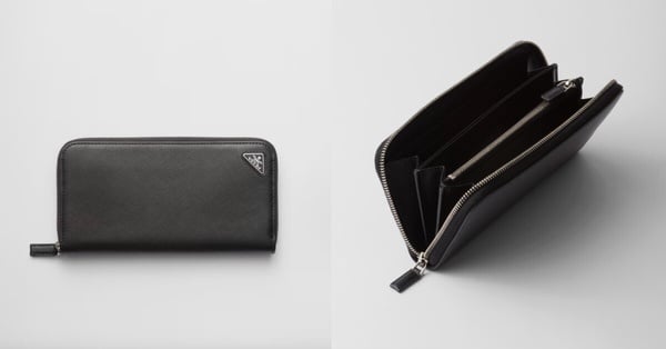 男生精品長夾推薦7：Prada Saffiano皮革錢包，NT$34,000