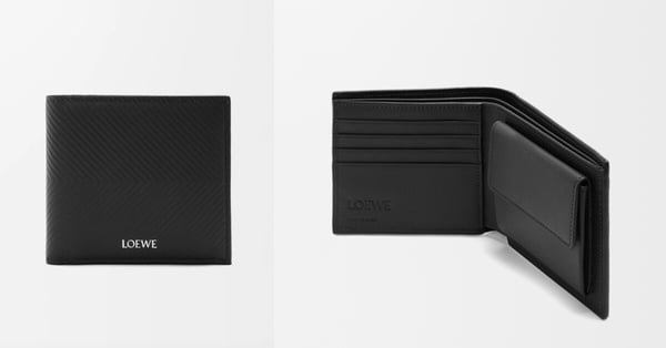 男生精品短夾推薦7：LOEWE 紋理小牛皮對折零錢短夾，NT$20,000