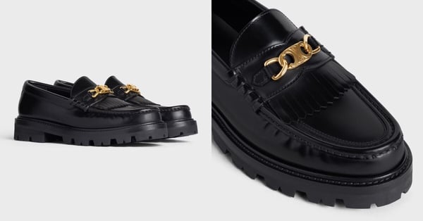 精品樂福鞋推薦8：CELINE MARGARET TRIOMPHE飾鍊樂福鞋，NT$36,500