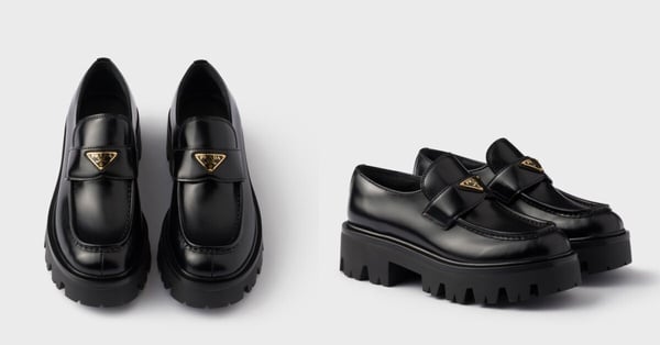 厚底樂福鞋推薦4：PRADA 亮面皮革樂福鞋，NT$41,000