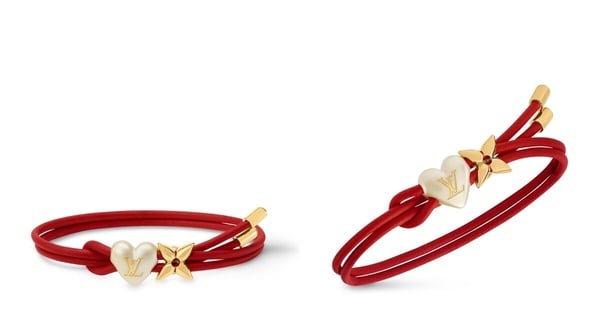 精品開運紅繩推薦：Louis Vuitton Bloom Pearl Heart 手鏈，NT$14,100