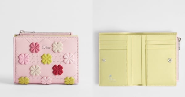 Dior 日本限定皮夾：Jardin Dahlia 錢包（配限量版四葉草吊飾）