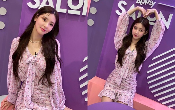 i-dle 薇娟：紫色碎花洋裝