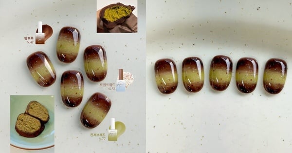 杜拜巧克力美甲範本：雙色漸層
