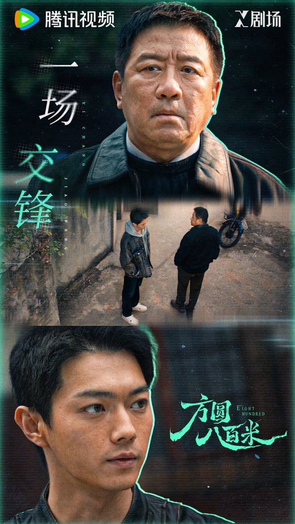 《方圓八百米》是許凱難得挑戰的懸疑劇，講述1990年代末豐陽小鎮礦區，一具無名女屍的出現，打破了表面的平靜，小鎮內的違禁藥品販賣網路隨之浮出水面。員警陳紅兵緊跟線索，卻步步逼近親生兒子陳輝。在方圓八百米的小天地裡，父子間的對抗、職責與親情的糾結，讓這個家庭與小城一同面臨善惡的考驗。