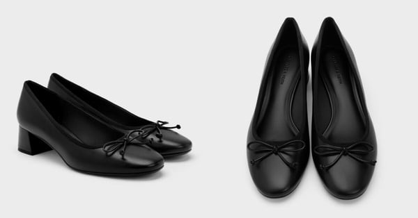 Jennie 相似款娃娃鞋推薦：CHARLES &amp;amp; KEITH 芭蕾舞粗跟鞋，NT$1,990