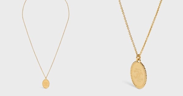 2026精品入門項鍊推薦：CELINE TRIOMPHE金色飾面徽章項鍊，NT$18,500