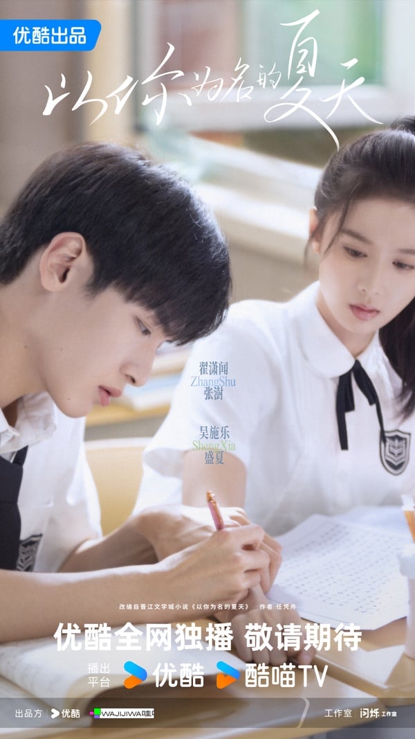《以你為名的夏天》是一部青春劇，劇版找來翟瀟聞、吳施樂主演，兩位主演名氣不大，不過之前翟瀟聞在青春劇《樹下有片紅房子》的表現很受好評，或許該劇有望成為黑馬劇。而女主吳施樂是新演員，她近期比較有名的角色是《翹楚》演陳都靈的妹妹「楚棠」。
