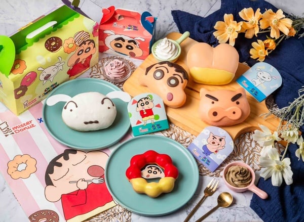 Mister DonutＸ蠟筆小新聯名！小白、肥嘟嘟左衛門、搖屁屁甜甜圈，蠟筆小新周邊也登場