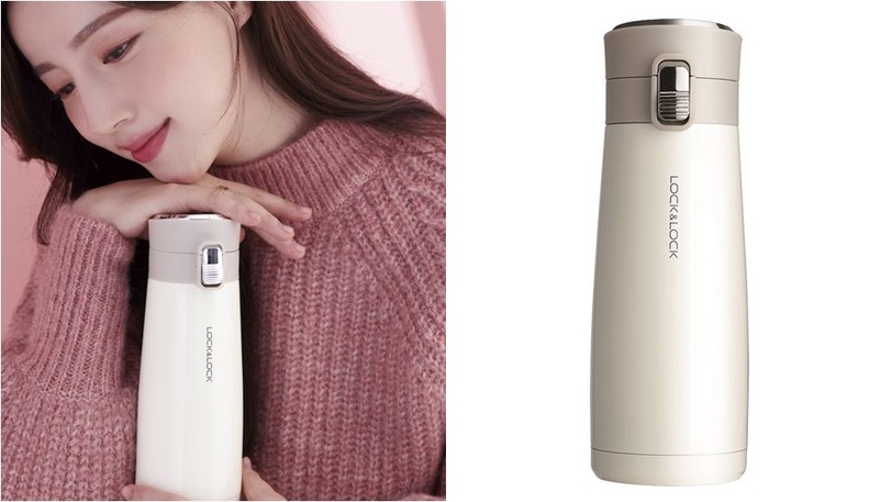LOCK&amp;LOCK樂扣樂扣‧馬卡龍陶瓷彈跳保溫瓶 #單色系列/白色/450ml,NT989