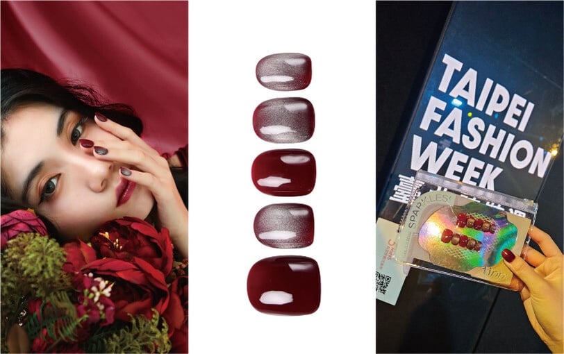 登上臺北時裝週的「酒紅貓眼」，2024秋冬美甲趨勢！時髦系必備「tippy貼比」穿戴美甲