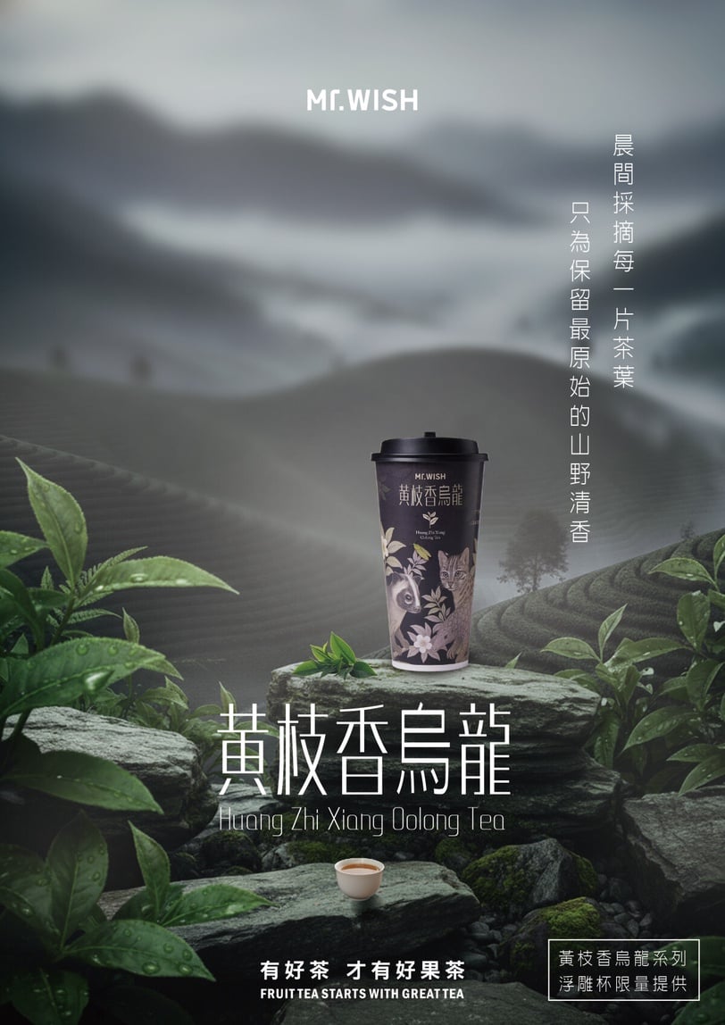 烏龍茶界天花板！Mr.WISH全新「黃枝香烏龍」登場，買就送「限量浮雕杯」還推限時優惠