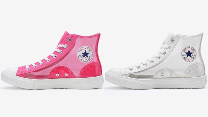 總共推出兩個顏色，分別是桃跟白；且因為是聚氨酯材質製作，更是Converse有史以來最輕的鞋款