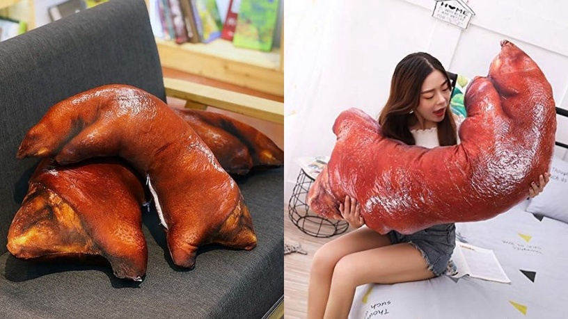最近AMAZON上架了一款「豬腳懶骨頭抱枕」，油亮逼真的模樣跟滷豬腳幾乎沒兩樣，不過size可是大了數百倍，也讓國外的網友看了嘖嘖稱奇