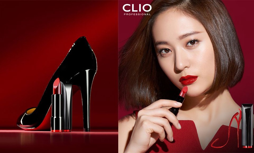 Krystal水晶成為CLIO新代言人啦！這款「高跟鞋緞面潤澤唇膏」系列將成為Krystal在台灣的首波代言新品。