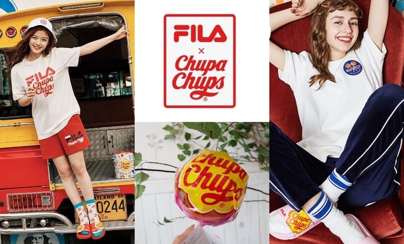 大家對Chupa Chups這個品牌的印象是什麼呢？在台灣，加倍佳不外乎就是個古早味的棒棒糖品牌，但在韓國，Chupa Chups可是超級潮！不但在之前就推出過紅到爆的棒棒糖造型唇釉，這次更狂！直接聯名金裕貞代言的運動品牌FILA，推出一系列可愛到炸掉的服裝、配件，一起來看看吧～