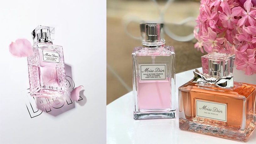 Miss Dior 推出家族新成員——是「花漾美體油滋潤精油」！就像雨洗過的天空一樣清新的玫瑰花香，深層潤澤讓肌膚更顯細緻柔滑！（圖片來源：Dior）