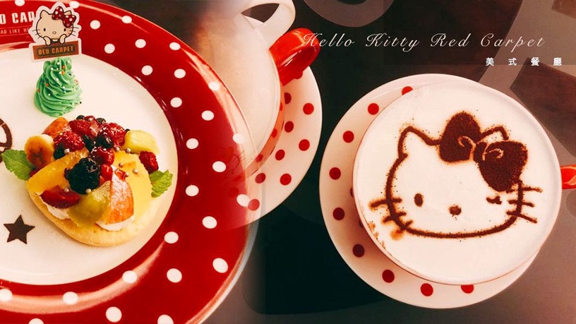 Hello Kitty Red Carpet美式餐廳推聖誕限定餐點,還可DIY可愛的Kitty杯子蛋糕喔!