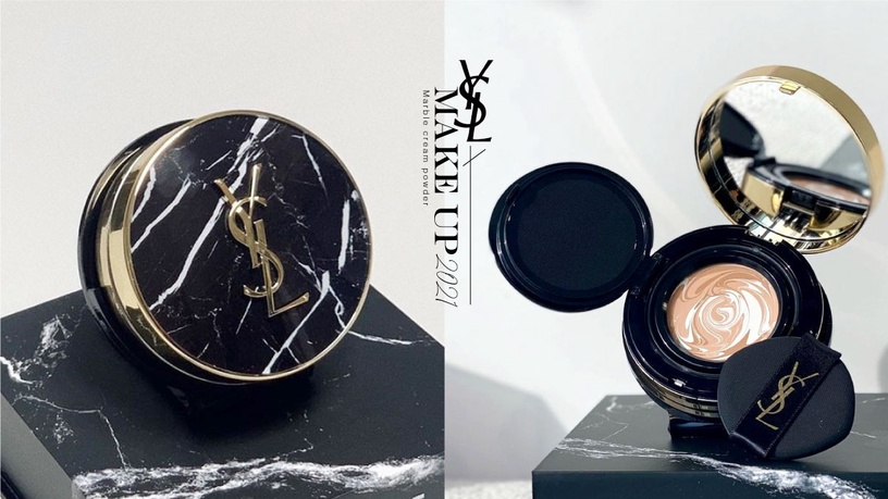 美翻!YSL「大理石精華氣墊」登台,絕美大理石外殼搭配三色拉花粉霜,顏值控必收