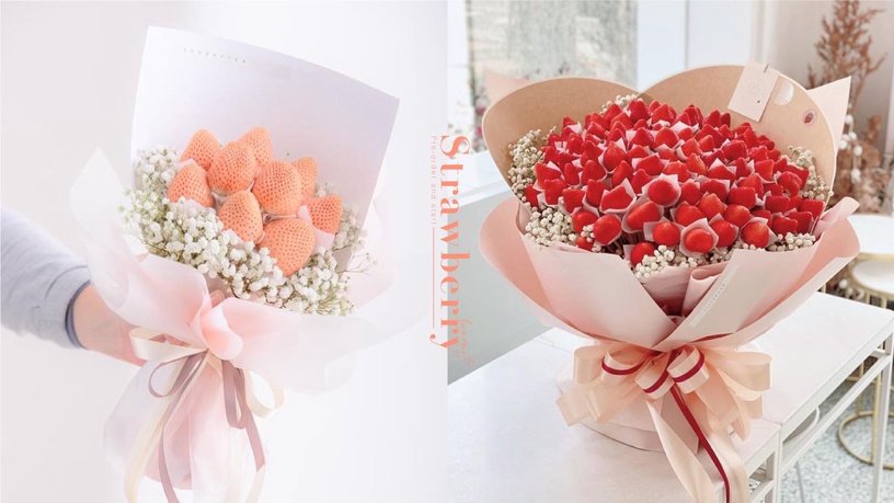 草莓季限定「草莓花束」!日本頂級鮮紅草莓花束台灣就有,還有白色淡雪草莓,預購開跑