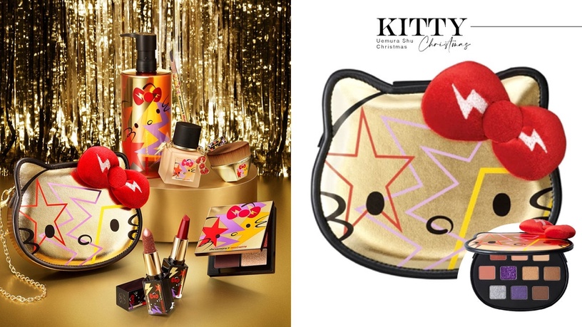 2021植村秀聖誕HELLO KITTY聯名登場! 唇膏、卸妝油太可愛,眼影盤還能變成小包包