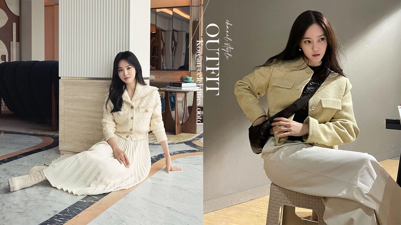 韓星「小香風外套」穿搭範本!宋慧喬同色系穿搭超仙氣、Rosé、Jennie甜美又時尚