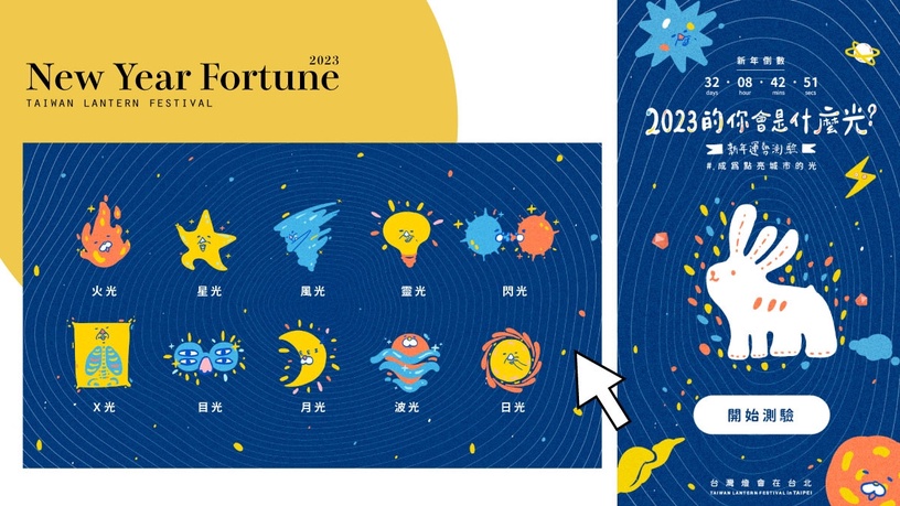 2023新年運勢測驗!台灣燈會推超萌三隻耳朵「光源兔」,快測「2023年的你是什麼光」