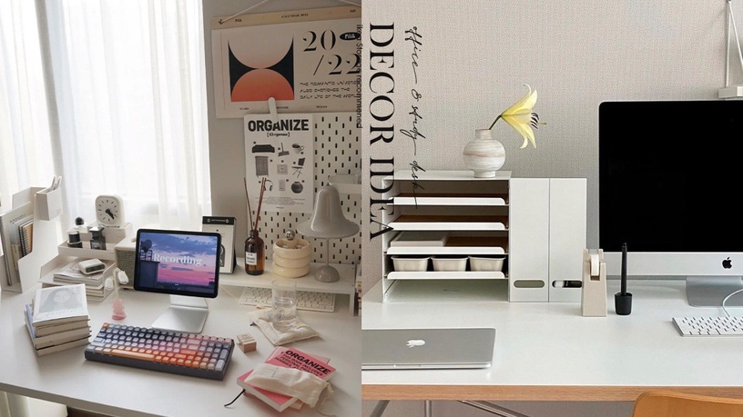 辦公桌&amp;書桌佈置靈感！簡約純色系、韓系奶油風這樣裝飾，加碼好口碑IKEA收納好物推薦
