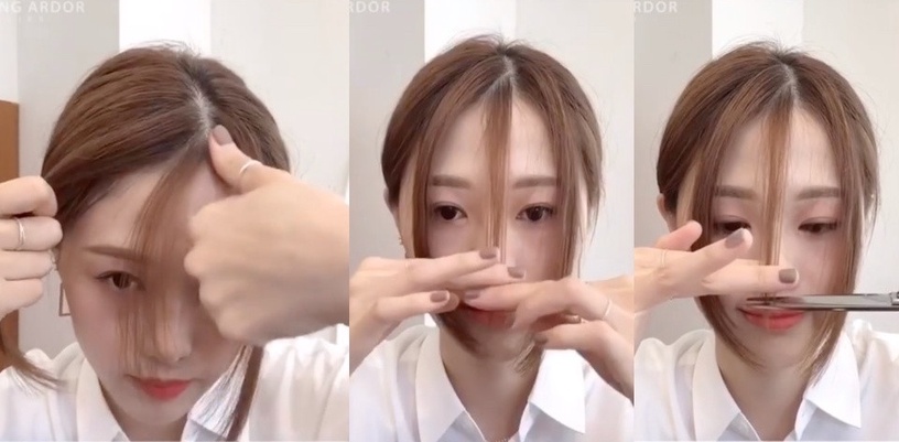 韓國髮型師零失敗「剪瀏海」技巧!關鍵比例尺「指節與拇指」,剪出適合自己臉型的瘦臉瀏海!