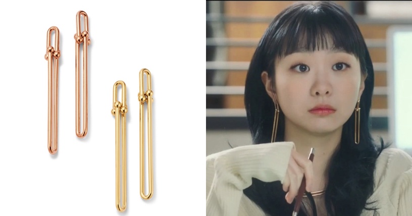 Tiffany HardWear Link 鏈結設計垂墜耳環(左) 18K玫瑰金 (右)18K金 各NT$71,000