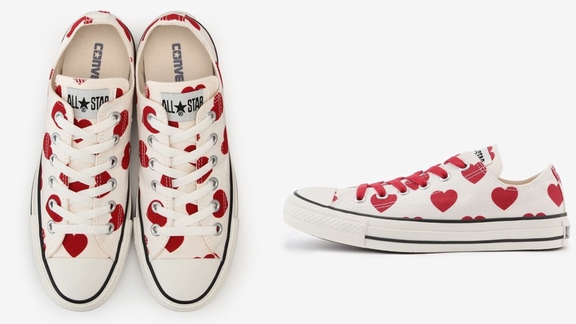 Converse full hearts「愛心情人節鞋款」,滿版愛心好甜!加碼爆紅「蝴蝶結懶人鞋」