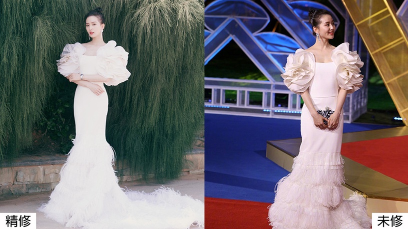 網議「誰才是真正的生圖殺手」!12女星紅毯造型精修vs未修,倪妮、劉詩詩勝過楊冪