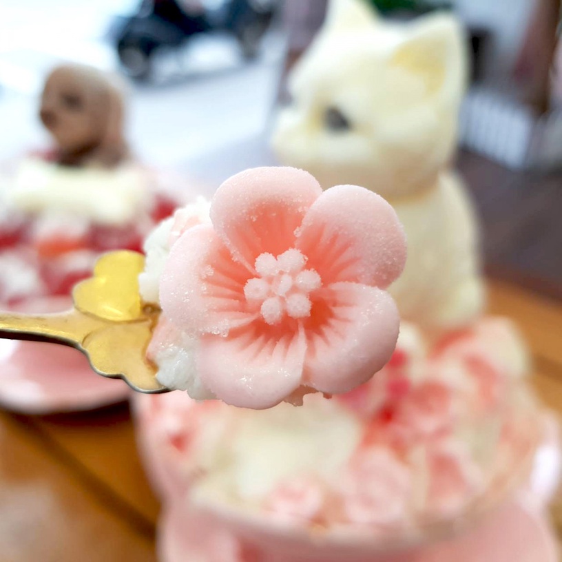 貓奴必吃的雪花冰!高雄「雪花殿」超萌的少女系冰品,上面竟然還有白色貓咪&貴冰狗