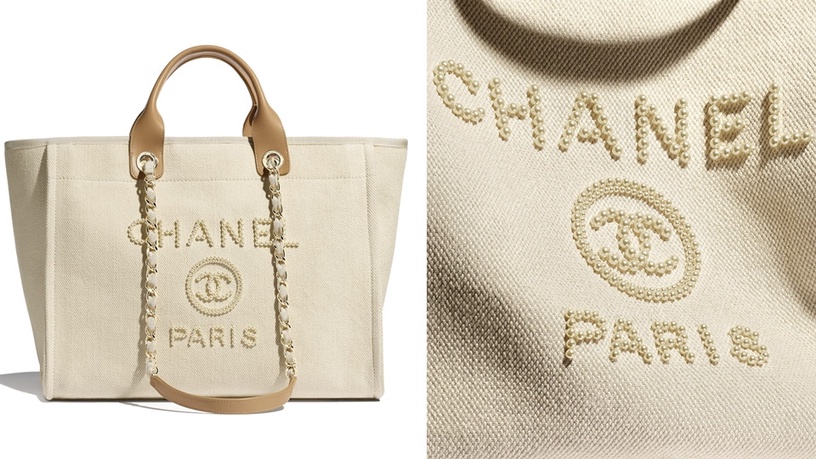 #Chanel珍珠帆布托特包/NT$116,100