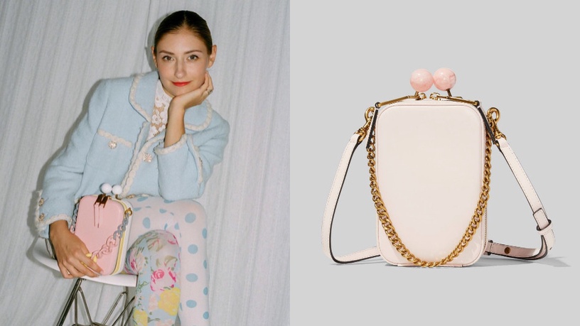 Marc Jacobs The Vanity 復古珠釦包#灰黃粉撞色#芭蕾舞裙粉,NT$ 24,900