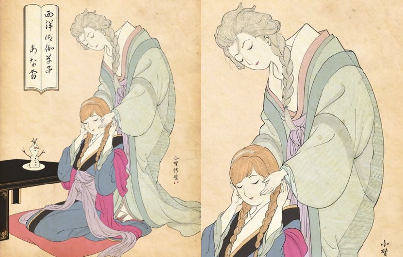 當迪士尼公主化身「浮世繪美人」,灰姑娘穿上木屐、仙杜瑞拉換上和服太夢幻!