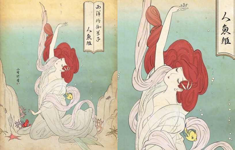 當迪士尼公主化身「浮世繪美人」,灰姑娘穿上木屐、仙杜瑞拉換上和服太夢幻!