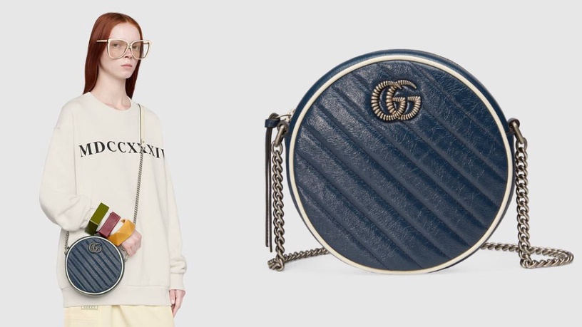 Gucci GG Marmont 圓形迷你肩背包,NT$40,500