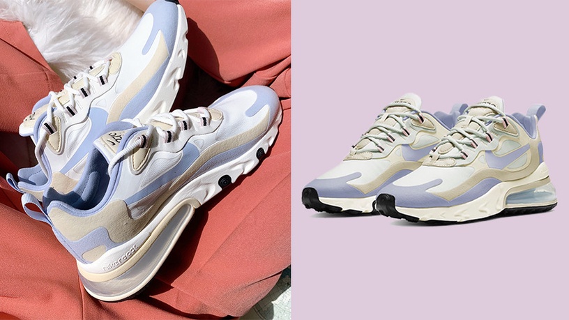 芋泥紫鞋款推薦:Nike Air Max 270 React 香芋紫奶茶色,NT$4,900