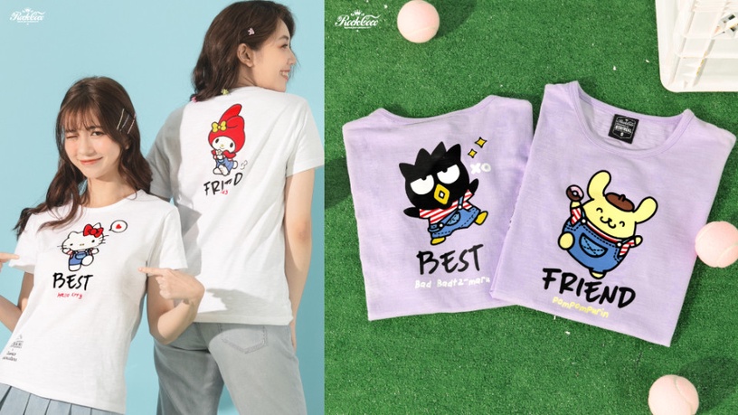 ROCKCOCO X 三麗鷗「Hello Kitty FRIENDS T恤」萌度破表,三麗鷗粉快快收藏!