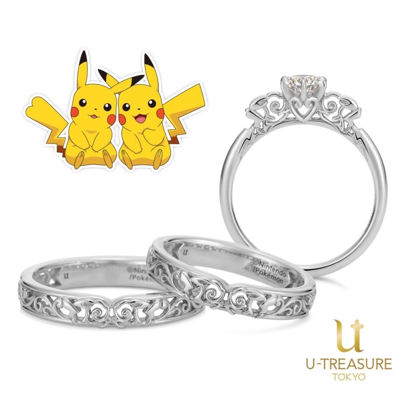 U-TREASURE×Pokemon 皮卡丘滾動剪影戒指 18K白金 NT.24790