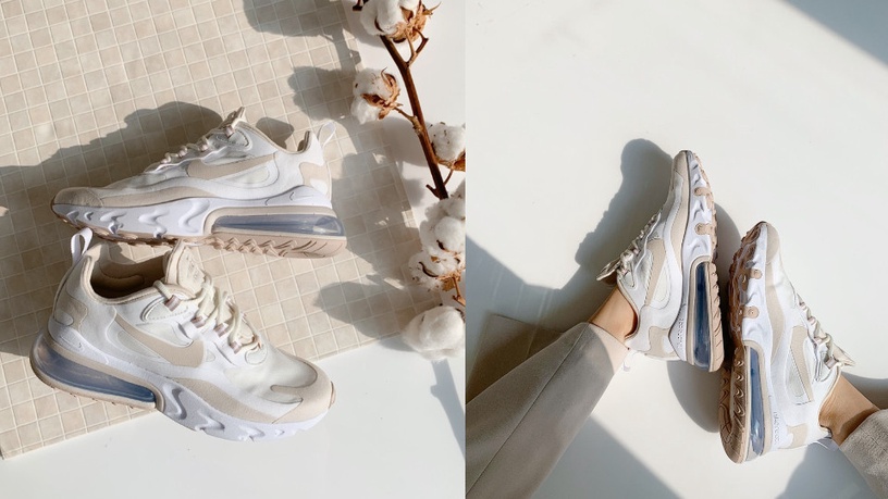 奶油色系小白鞋推薦:Nike Air Max 270 React,NT$4,900